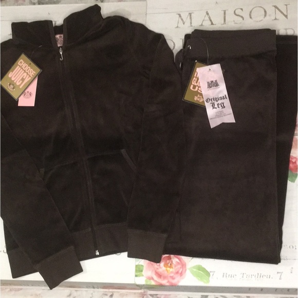 ASO NWT Y2K✨ Vintage Juicy Couture Velour Set Chestnut Medium Jacket Small Pant! - Picture 5 of 10